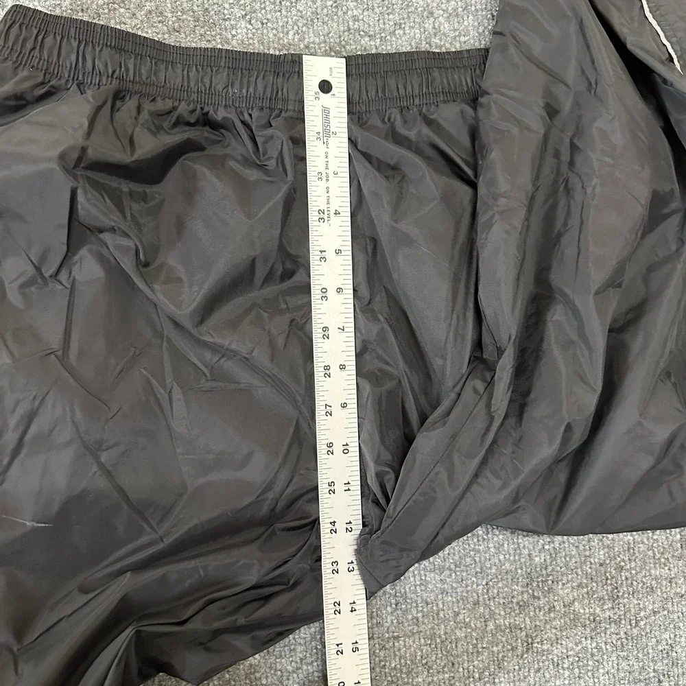 Reebok Track Pants Mens Size XL Black Windbreaker Athletic Ankle Zip Piping